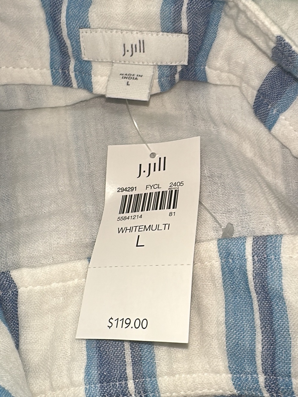 J. Jill NWT Light Blue and White Striped Tiered Maxi Dress pit-pit 21 (mix41) - Picture 7 of 8